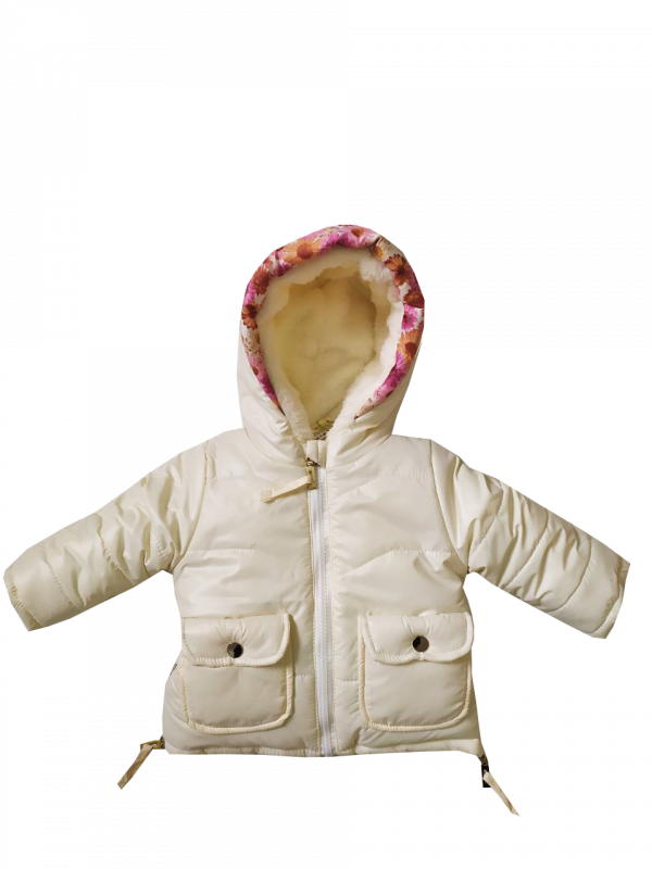 Куртка зимняя 20040 для девочки молочного цвета.