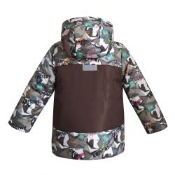 Куртка зимняя 20485 коричневая с цветным принтом