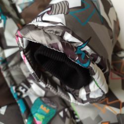 Куртка зимняя 20485 коричневая с цветным принтом