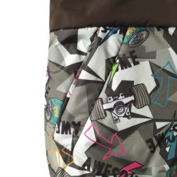 Куртка зимняя 20485 коричневая с цветным принтом