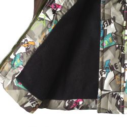 Куртка зимняя 20485 коричневая с цветным принтом