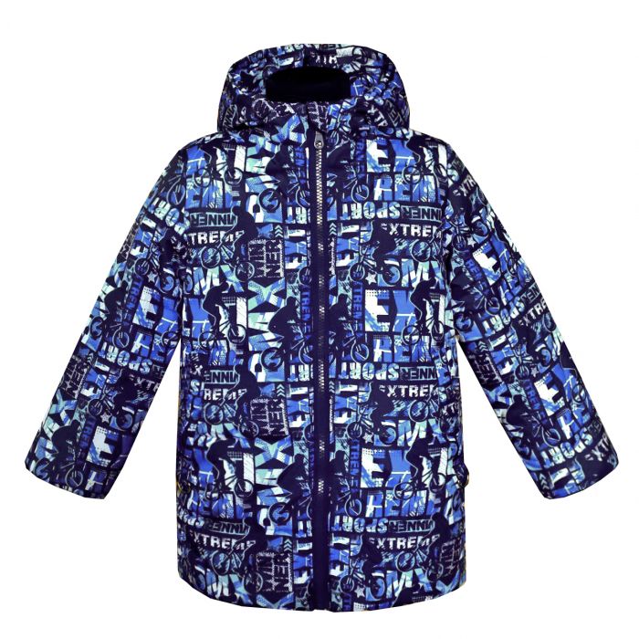 Куртка демисезонная на мальчика 22811 синяя с принтом