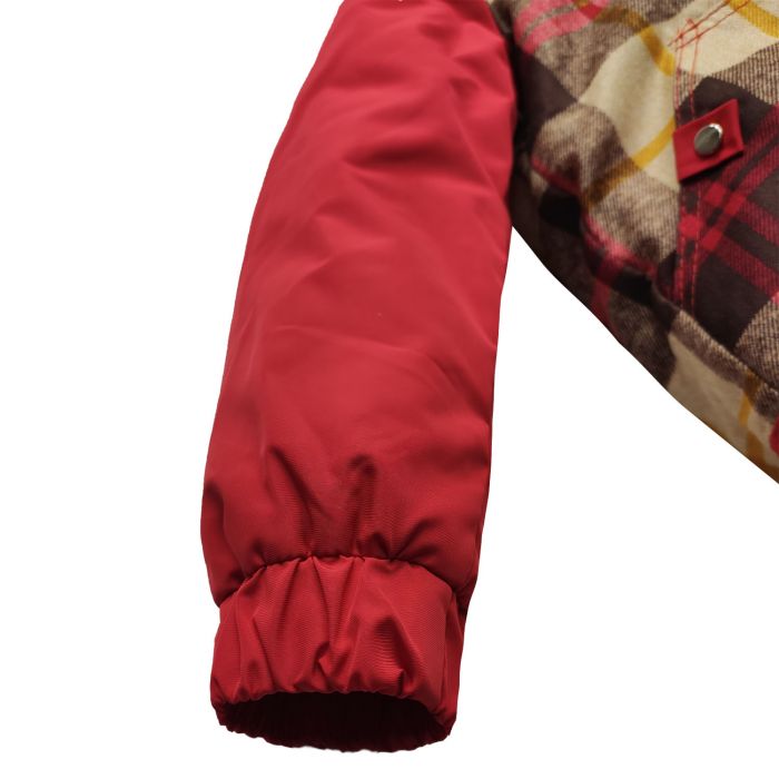 Куртка 2652 червона кольоровий принт