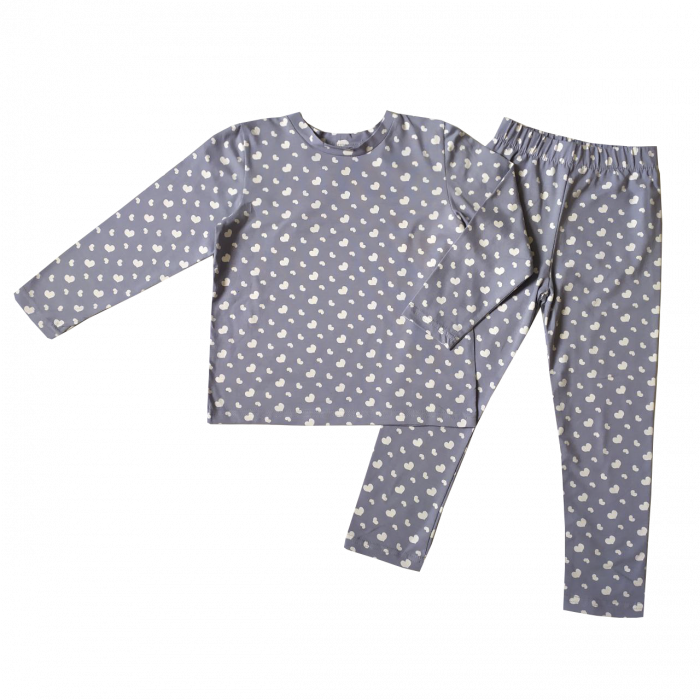 Пижама для девочки 555364-555365 серого цвета с принтом