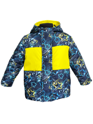 Куртка зимняя 20485 синяя с цветным принтом