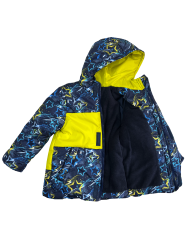 Куртка зимняя 20485 синяя с цветным принтом