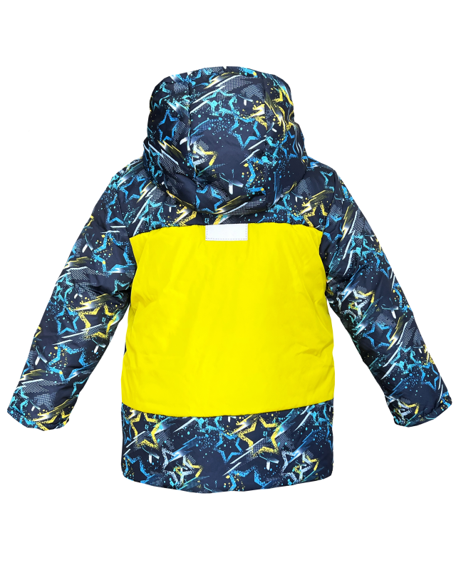 Куртка зимняя 20485 синяя с цветным принтом