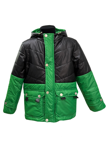 Куртка демисезонная 22056 черно-зеленая