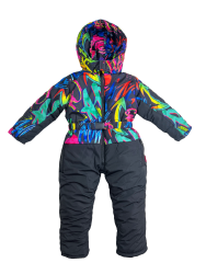 Комбинезон зимний 32113 черный с принтом