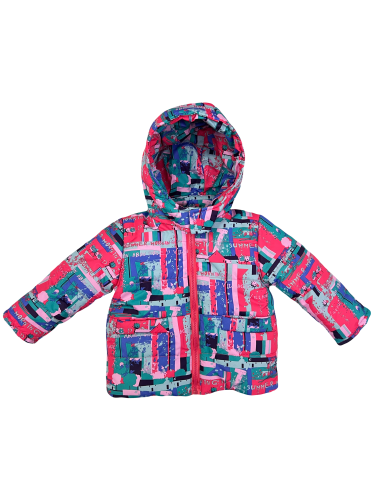 Куртка зимняя 20528 бирюзовая с принтом