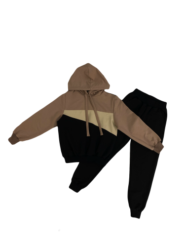 Костюм 555414-555415 бежево-чорний