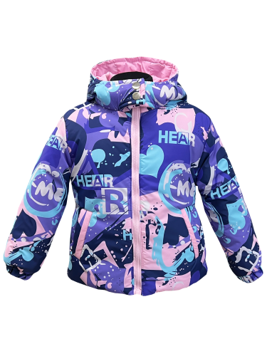 Куртка зимняя 20463 сиреневая с принтом