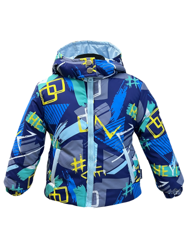Куртка зимняя 20463 синяя с принтом