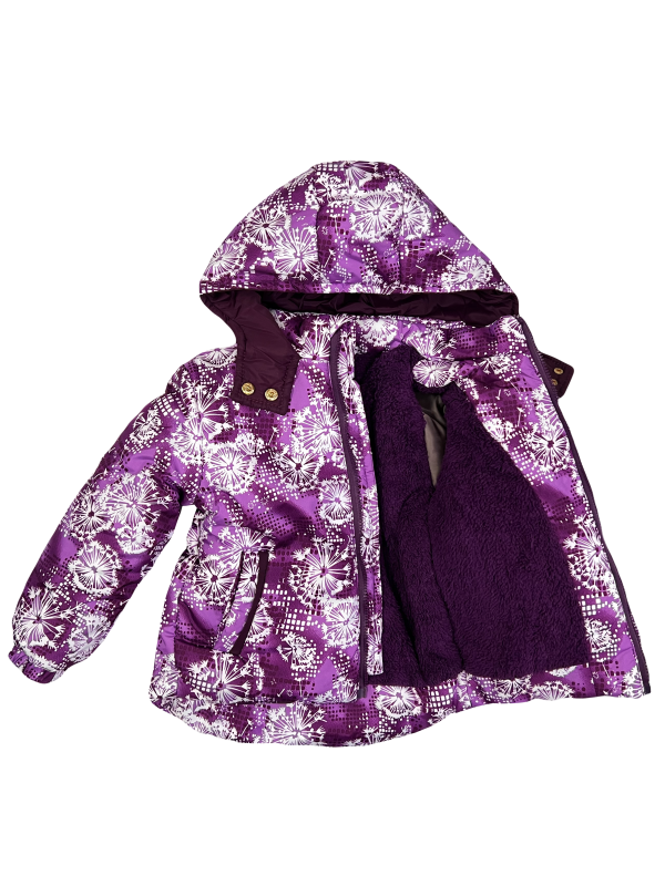Куртка зимняя 20463 бордовая с принтом