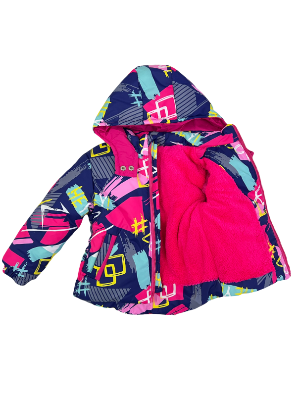 Куртка зимняя 20463 розовая с принтом