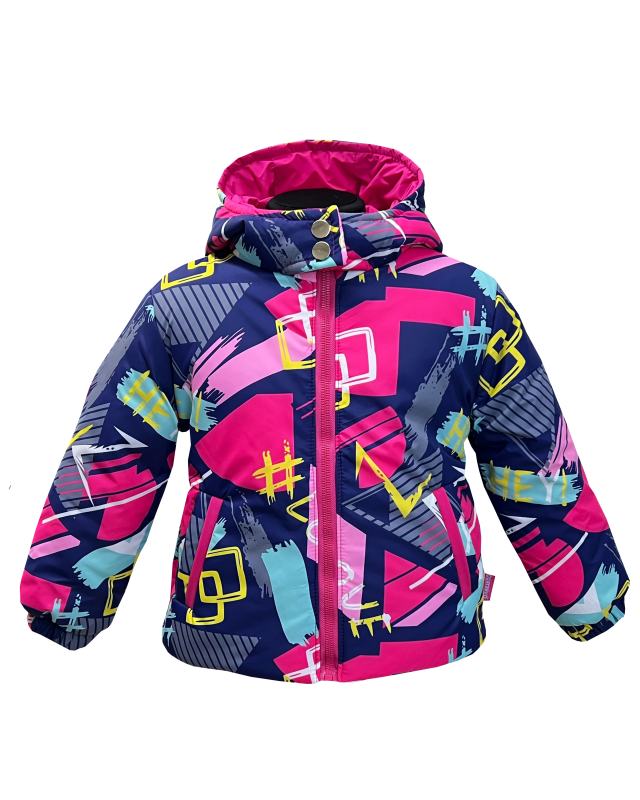 Куртка зимняя 20463 розовая с принтом