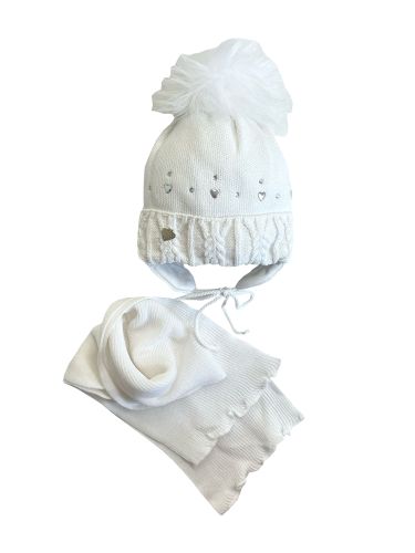 Шапка з шарфом зимова 80368 біла